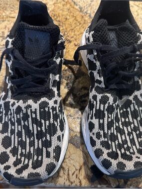 adidas Black and White Patterned Knit Trainers